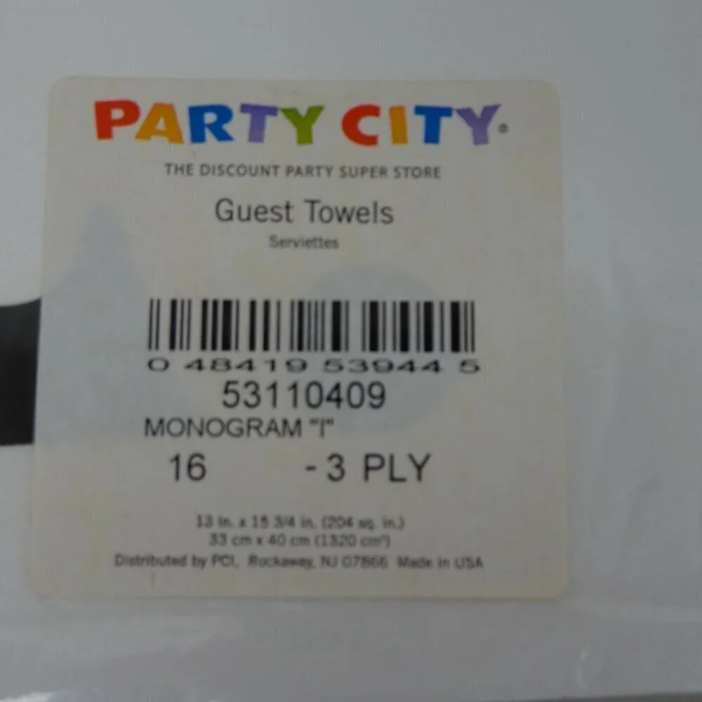 Paper Napkins & Guest Towels Letter I Monogram Unopened Party Cocktail 